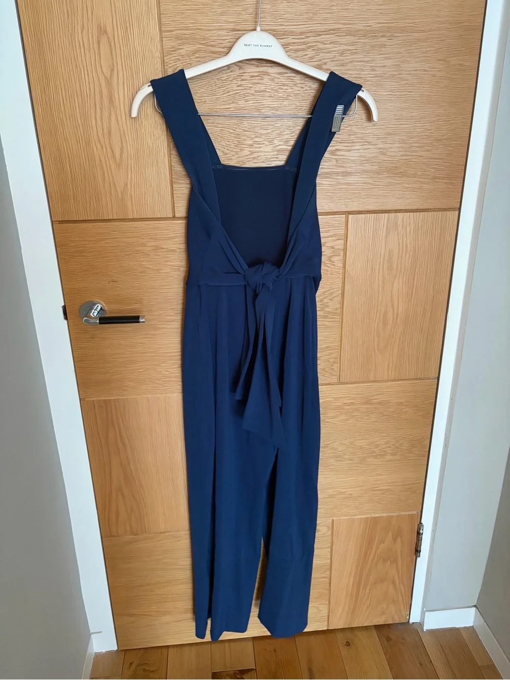 Club Monaco Navy Square-Neck Wide-Strap Cropped Jumpsuit
